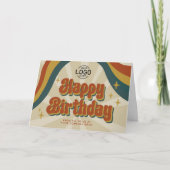 Voeg Logo Retro Corporate Business Happy Birthday Kaart (Voorkant)