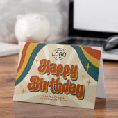 Voeg Logo Retro Corporate Business Happy Birthday  Kaart