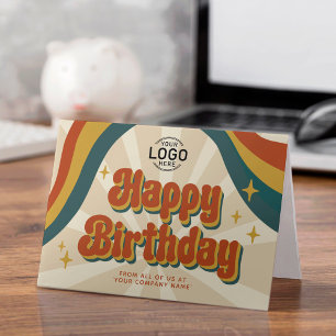 Voeg Logo Retro Corporate Business Happy Birthday  Kaart
