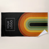Voeg Logo Retro Seventies Rainbow Black toe aan be Strandlaken (Voorkant)