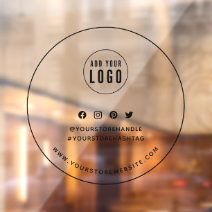 Voeg Logo Round Black Border Social Media Branding Raamsticker