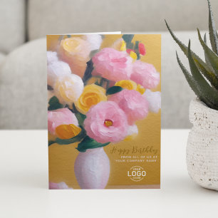 Voeg Logo roze gele bloemen toe Kaart