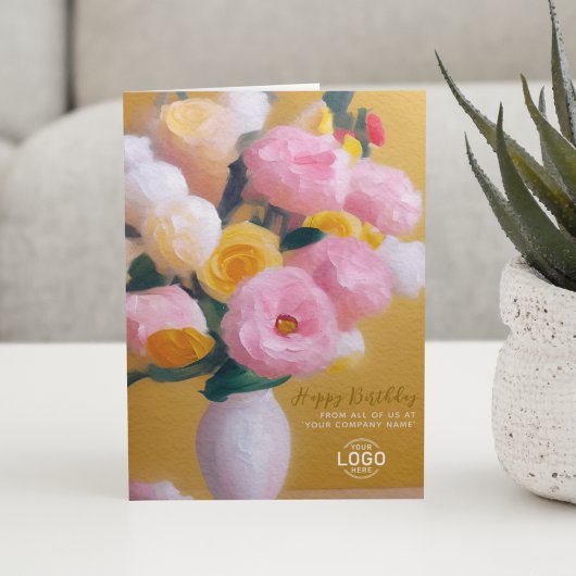 Voeg Logo roze gele bloemen toe Kaart