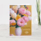 Voeg Logo roze gele bloemen toe Kaart (Voorkant)