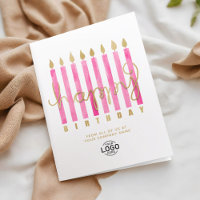Voeg Logo roze kaarsen toe Business Happy Birthday