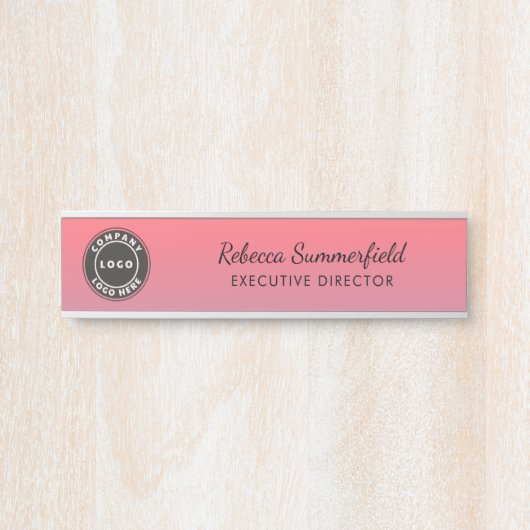 Voeg Logo roze Ombre Executive Office Manager toe Deurbordje (Voorkant)