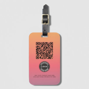 Voeg Logo roze Ombre QR Code Business toe Bagagelabel
