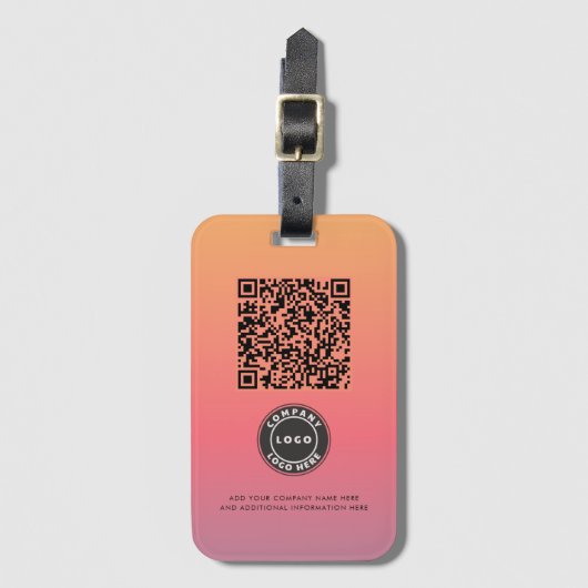 Voeg Logo roze Ombre QR Code Business toe Bagagelabel (Voorkant (verticaal))