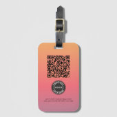Voeg Logo Roze Ombre QR-code Zakelijk toe Bagagelabel (Voorkant (verticaal))