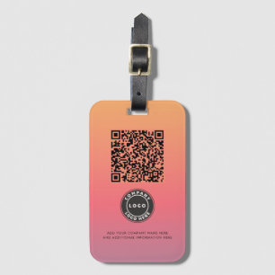 Voeg Logo Roze Ombre QR-code Zakelijk toe Bagagelabel