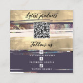 Voeg Logo sociale media en QR-code toe Moderne Opa Vierkante Visitekaartje (Achterkant)