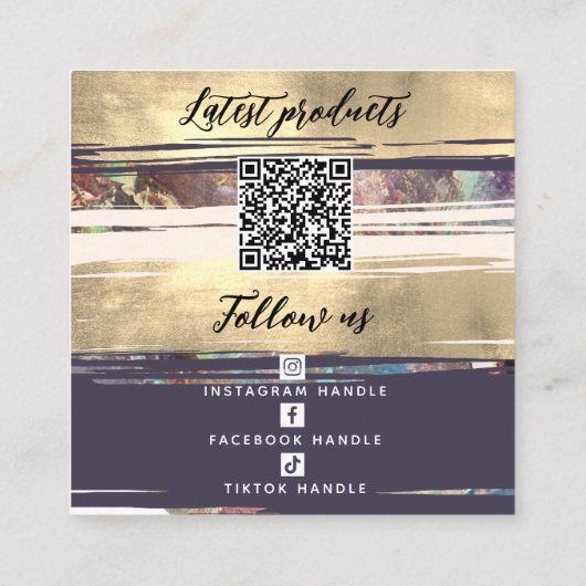 Voeg Logo sociale media en QR-code toe Moderne Opa Vierkante Visitekaartje (Achterkant)