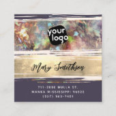 Voeg Logo sociale media en QR-code toe Moderne Opa Vierkante Visitekaartje (Voorkant)