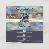 Voeg Logo Sociale Media QR Code Moeder van ParelOp Vierkante Visitekaartje (Achterkant)