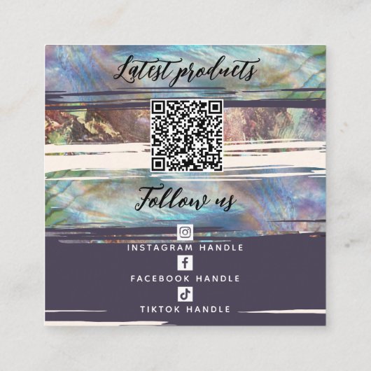 Voeg Logo Sociale Media QR Code Moeder van ParelOp Vierkante Visitekaartje (Achterkant)