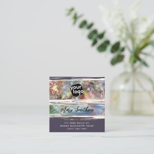 Voeg Logo Sociale Media QR Code Moeder van ParelOp Vierkante Visitekaartje (Staand voorkant)