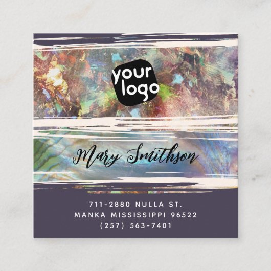 Voeg Logo Sociale Media QR Code Moeder van ParelOp Vierkante Visitekaartje (Voorkant)