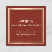 Voeg Logo toe aan voorzijde | terracotta vierkant Vierkante Visitekaartje (Achterkant)