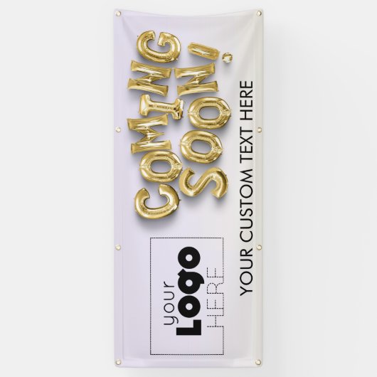 Voeg Logo toe Binnenkort verkrijgbaar Gold Letter- Spandoek (Verticaal)