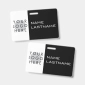 Voeg Logo toe Horizontale Eenvoudige Modern Zwart  Badge (Voor- en achterkant)