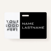 Voeg Logo toe Horizontale Eenvoudige Modern Zwart Badge (Achterkant)