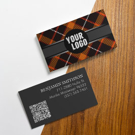 Voeg Logo toe, QR Code Oranje Grijze Geavanceerd G Visitekaartje