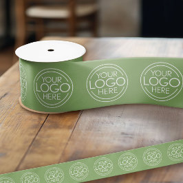Voeg Logo toe voor Business Branding Groen Satijnen Lint