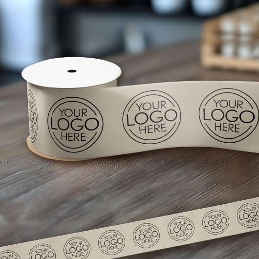 Voeg Logo toe voor Business Branding Taupe Satijnen Lint