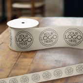 Voeg Logo toe voor Business Branding Taupe Satijnen Lint