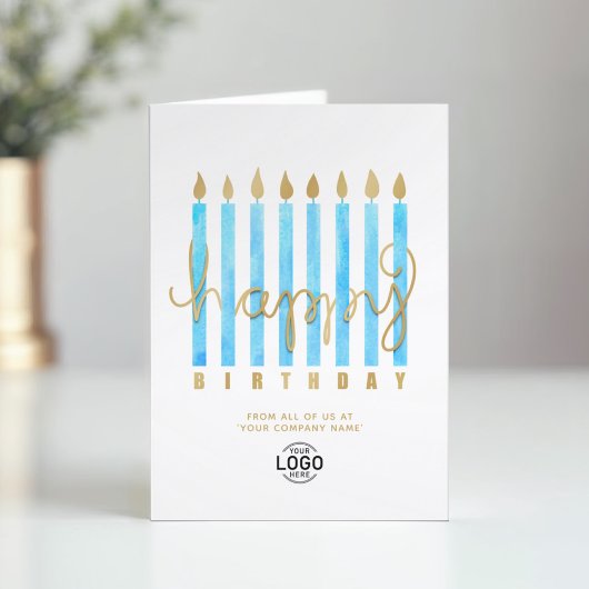 Voeg Logo Turquoise Candles Business Happy Birthda Kaart