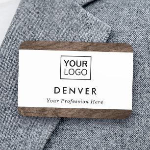 Voeg logo voornaam en titel bruine houten randen t naamplaatje