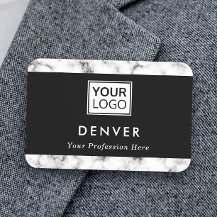 Voeg logo voornaam en titel marmer look randen toe naamplaatje