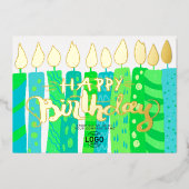 Voeg Logo vun groene blauwe kaarsen toe aan de zak Folie Uitnodiging (Voorkant)