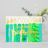 Voeg Logo vun groene blauwe kaarsen toe aan de zak Folie Uitnodiging (Staand Voorkant)