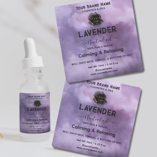 Voeg Logo Waterverf etherische olie fles Labels
