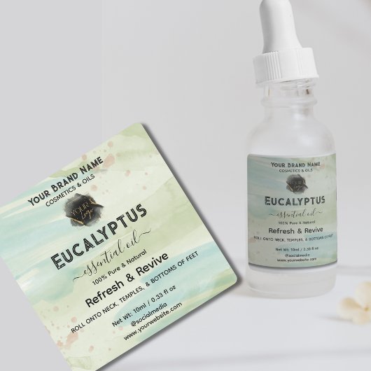 Voeg Logo Waterverf etherische olie fles Labels