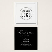 Voeg Logo Zwarte Grens Sociale toe Dank u Tussenvo Vierkante Visitekaartjes (Voorkant /achterkant)