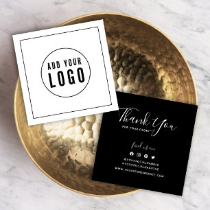 Voeg Logo Zwarte Grens Sociale toe Dank u Tussenvo Vierkante Visitekaartjes