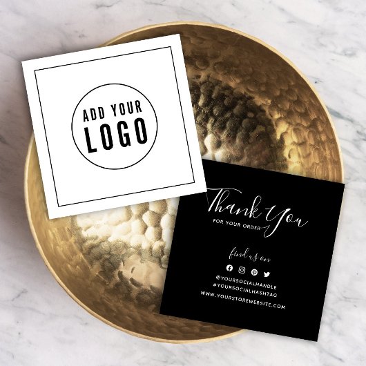 Voeg Logo Zwarte Grens Sociale toe Dank u Tussenvo Vierkante Visitekaartjes
