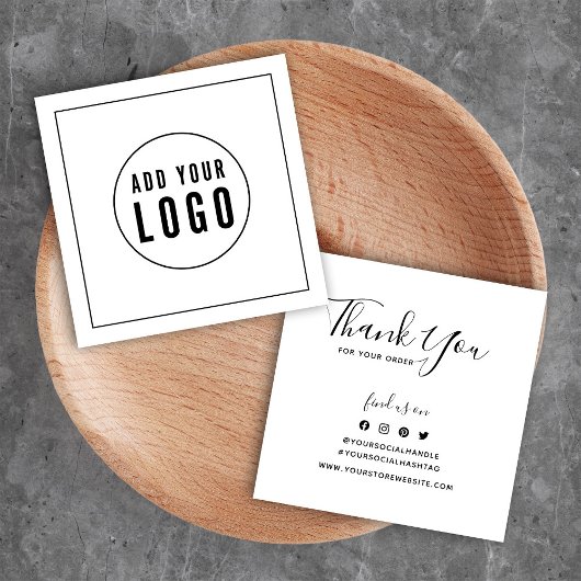 Voeg Logo Zwarte Grens Sociale toe Dank u Tussenvo Vierkante Visitekaartjes