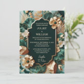 Voeg marmeren Monstera smaragd groen en gouden bru Kaart (Staand voorkant)