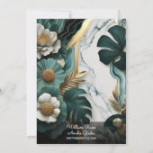 Voeg marmeren Monstera smaragd groen en gouden bru Kaart (Achterkant)