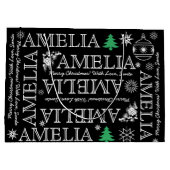 Voeg maximaal 6 letters Naam zwart en wit kerstfee Groot Cadeauzakje (Achterkant)