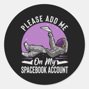Voeg me toe aan mijn Facebook-account Funny Astron Ronde Sticker