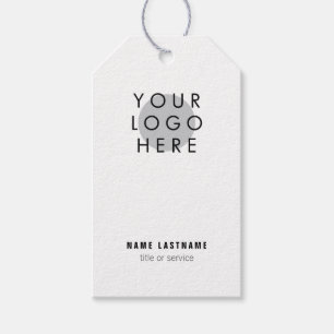 Voeg Minimalistisch Zwart Wit Logo Toe aan Zakelij Cadeaulabel