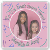 Voeg Moederdag foto toe Beste moeder ooit Retropat Sticker (Voorkant)