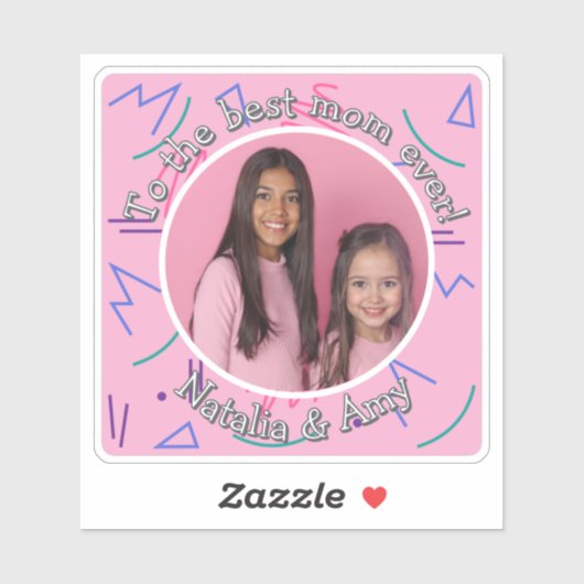 Voeg Moederdag foto toe Beste moeder ooit Retropat Sticker (Vel)