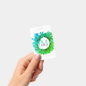 Voeg monogram roze groene kerstkrans toe badge (Handheld)