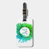Voeg monogram roze groene kerstkrans toe bagagelabel (Voorkant verticaal)