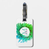 Voeg monogram roze groene kerstkrans toe bagagelabel (Achterkant verticaal)